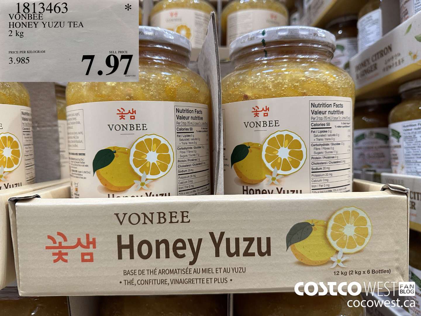 1813463 VONBEE HONEY YUZU TEA 2 KG $7.97