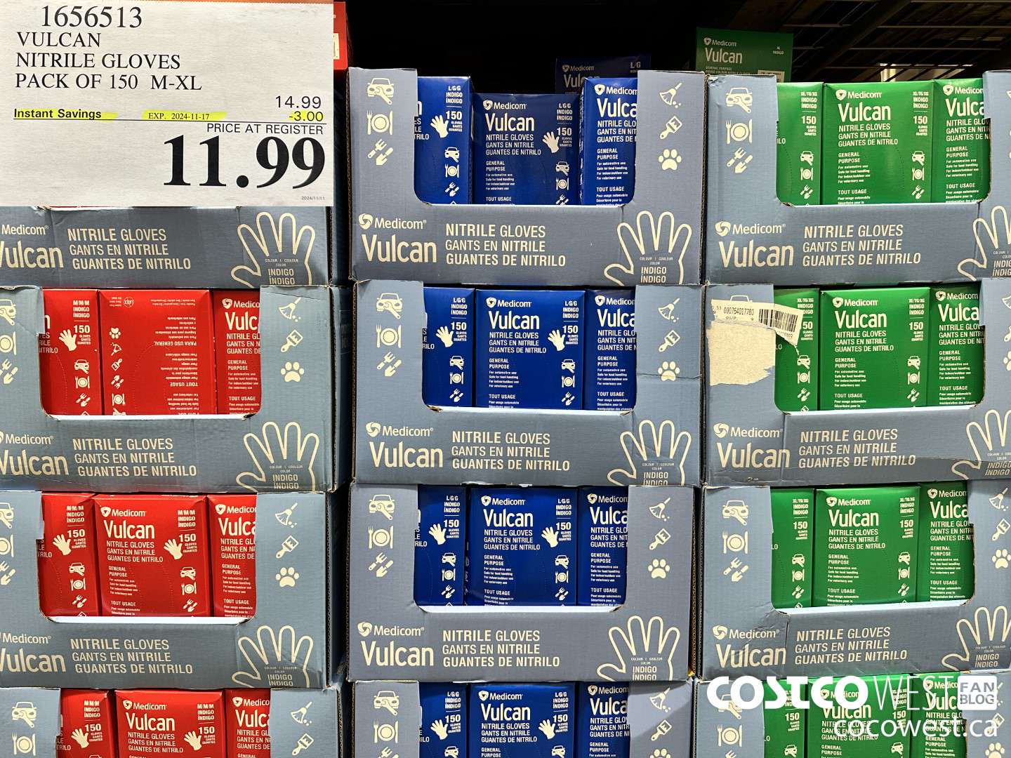 1656513 VULCAN NITRILE GLOVES PACK OF 150 M-XL ($3.00 INSTANT SAVINGS EXPIRES ON 2024-11-17) $11.99