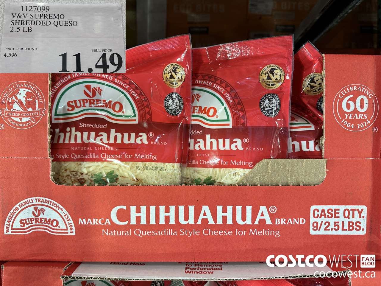 1127099 V&V SUPREMO SHREDDED QUESO 2.5 LB  $11.49