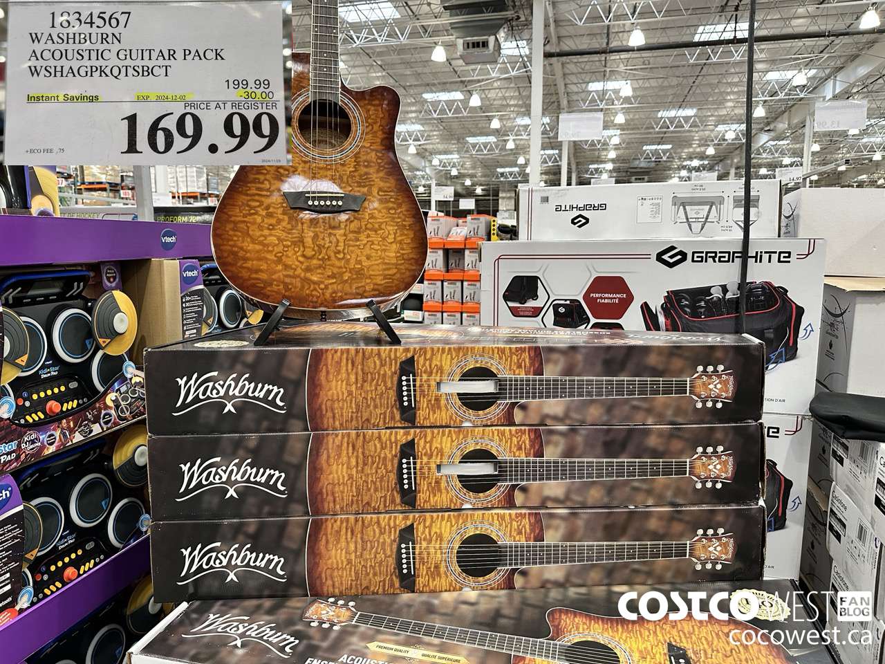 1834567 WASHBURN ACOUSTIC GUITAR PACK WSHAGPKQTSBCT ($30.00 INSTANT SAVINGS EXPIRES ON 2024-12-02) $169.99