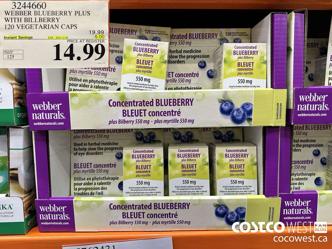 3244660 WEBBER BLUEBERRY PLUS WITH BILLBERRY 120 VEGETARIAN CAPS ($5.00 INSTANT SAVINGS EXPIRES ON 2024-12-08) $14.99