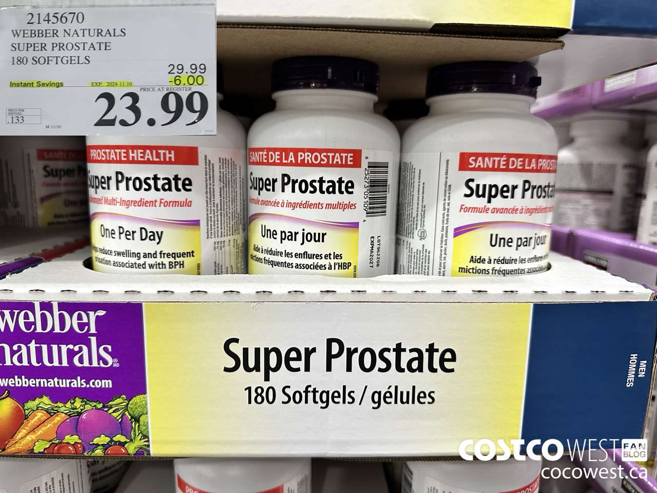 2145670 WEBBER NATURALS SUPER PROSTATE ADVANCED FORMULA 180 SOFTGELS ($6.00 INSTANT SAVINGS EXPIRES ON 2024-11-10) $23.99