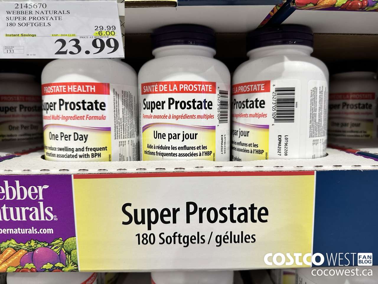 2145670 WEBBER NATURALS SUPER PROSTATE ADVANCED FORMULA 180 SOFTGELS ($6.00 INSTANT SAVINGS EXPIRES ON 2024-11-10) $23.99
