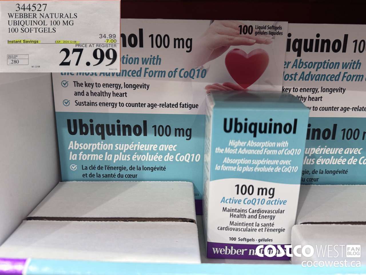 344527 WEBBER NATURALS UBIQUINOL 100 MG 100 SOFTGELS ($7.00 INSTANT SAVINGS EXPIRES ON 2024-12-08) $27.99
