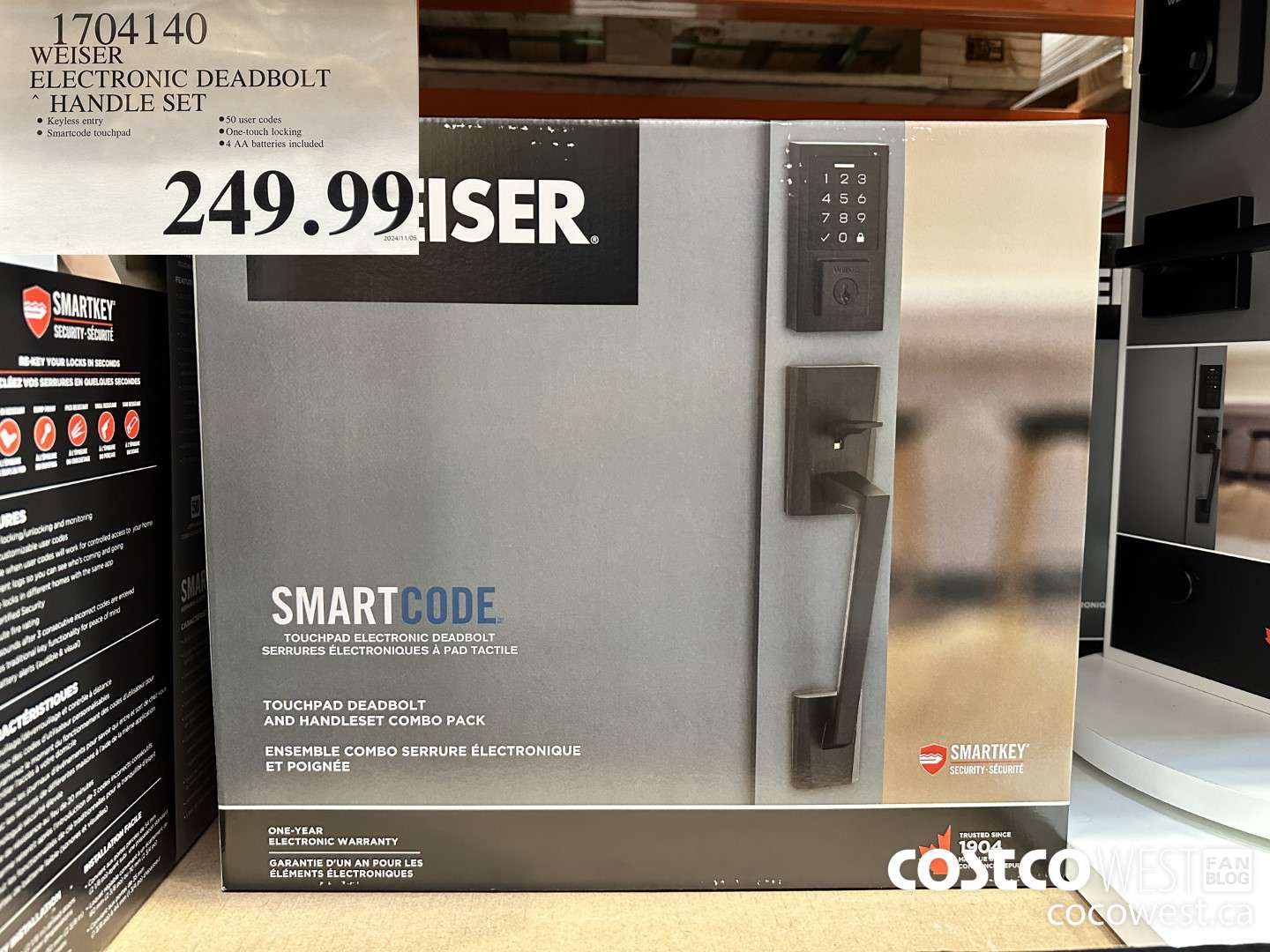 1704140 WEISER ELECTRONIC DEADBOLT HANDLE SET $249.99