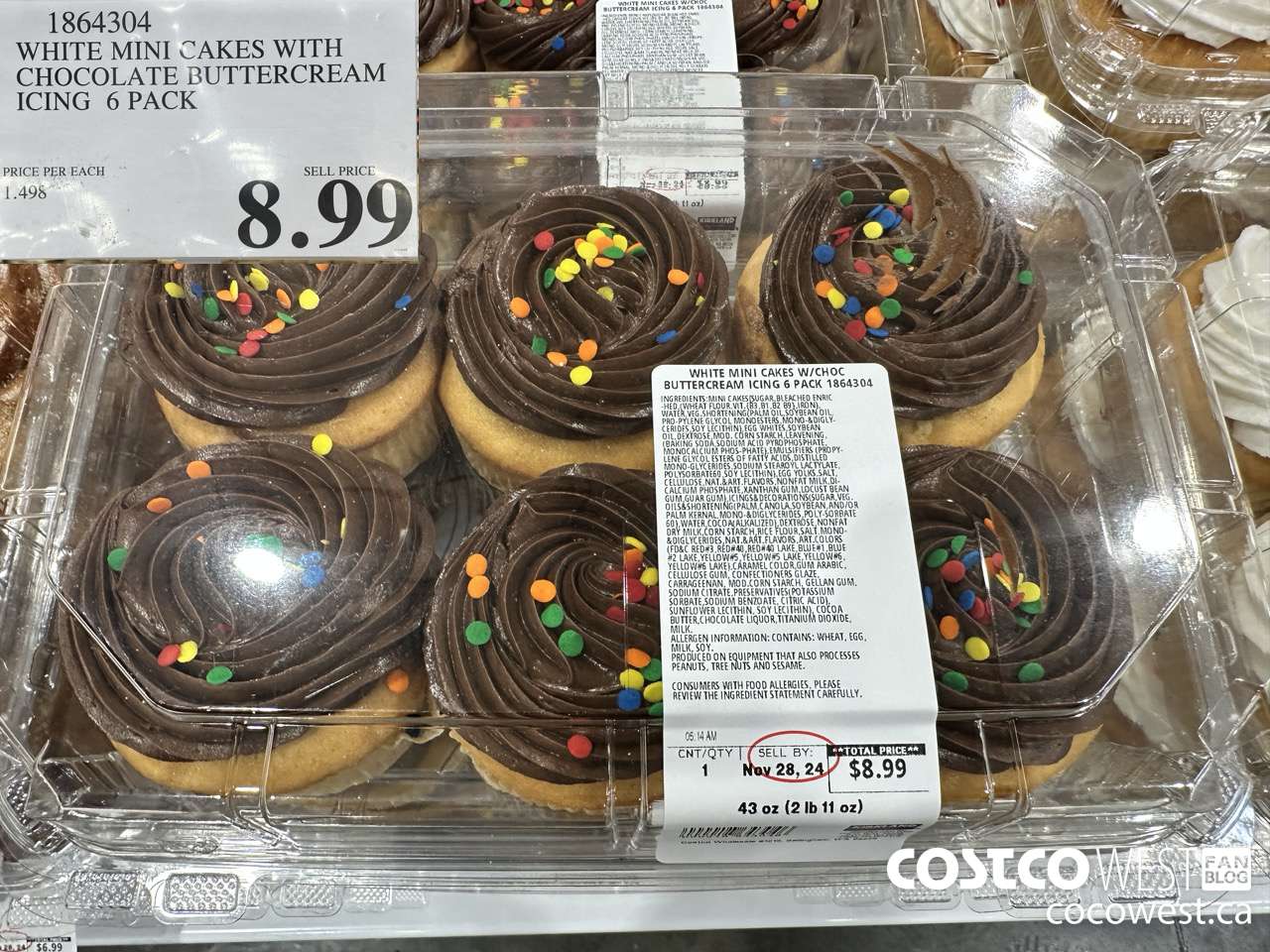 1864304 WHITE MINI CAKES WITH CHOCOLATE BUTTERCREAM ICING 6 PACK $8.99