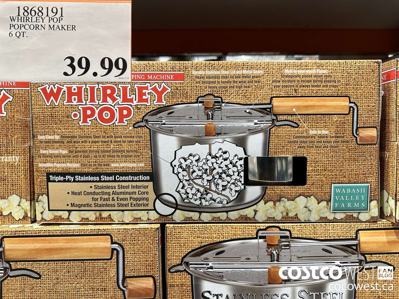 1868191 WHRILEY POP POPCORN MAKER 6QT $39.99