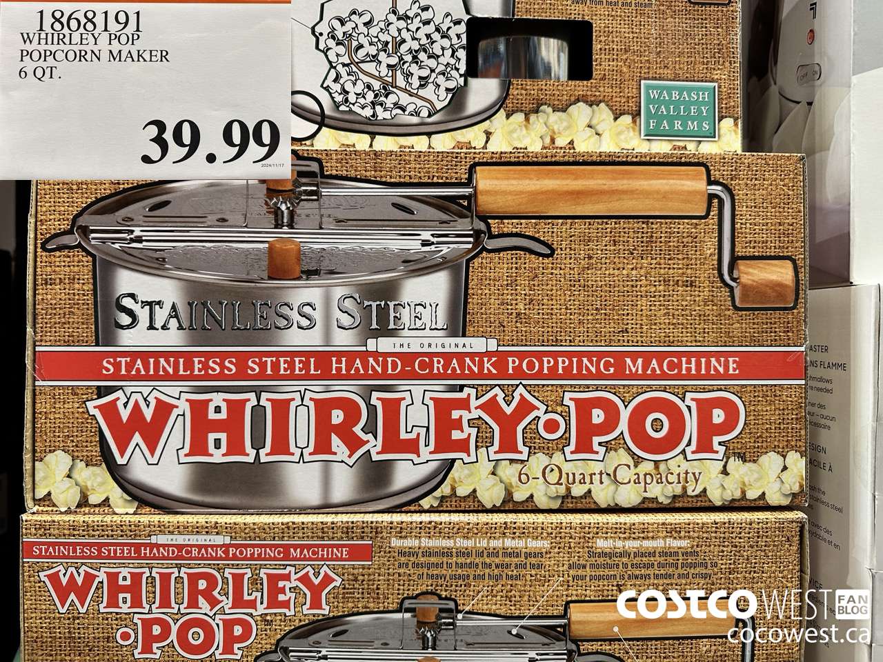 1868191 WHRILEY POP POPCORN MAKER 6QT $39.99