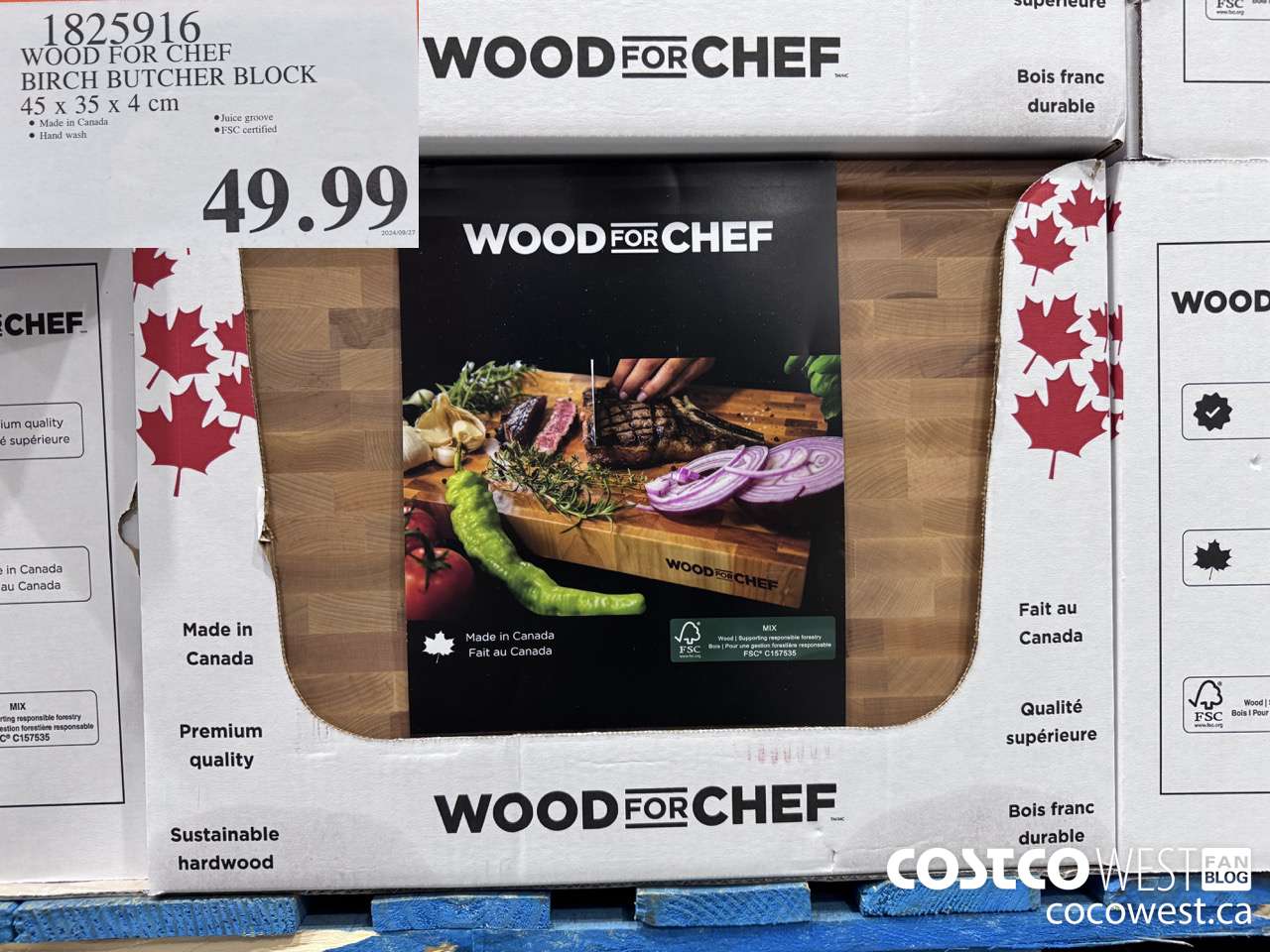 1825916 WOOD FOR CHEF BIRCH BUTCHER BLOCK 45 X 35 X 4 CM $49.99