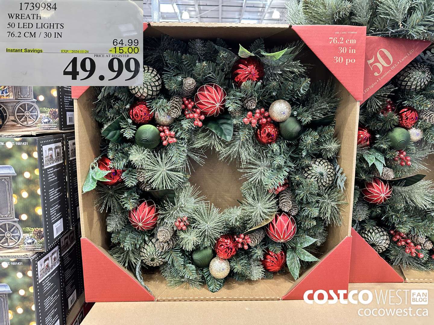 1739984 WREATH 50 LED LIGHTS 76.2CM/30IN ($15.00 INSTANT SAVINGS EXPIRES ON 2024-11-24) $49.99