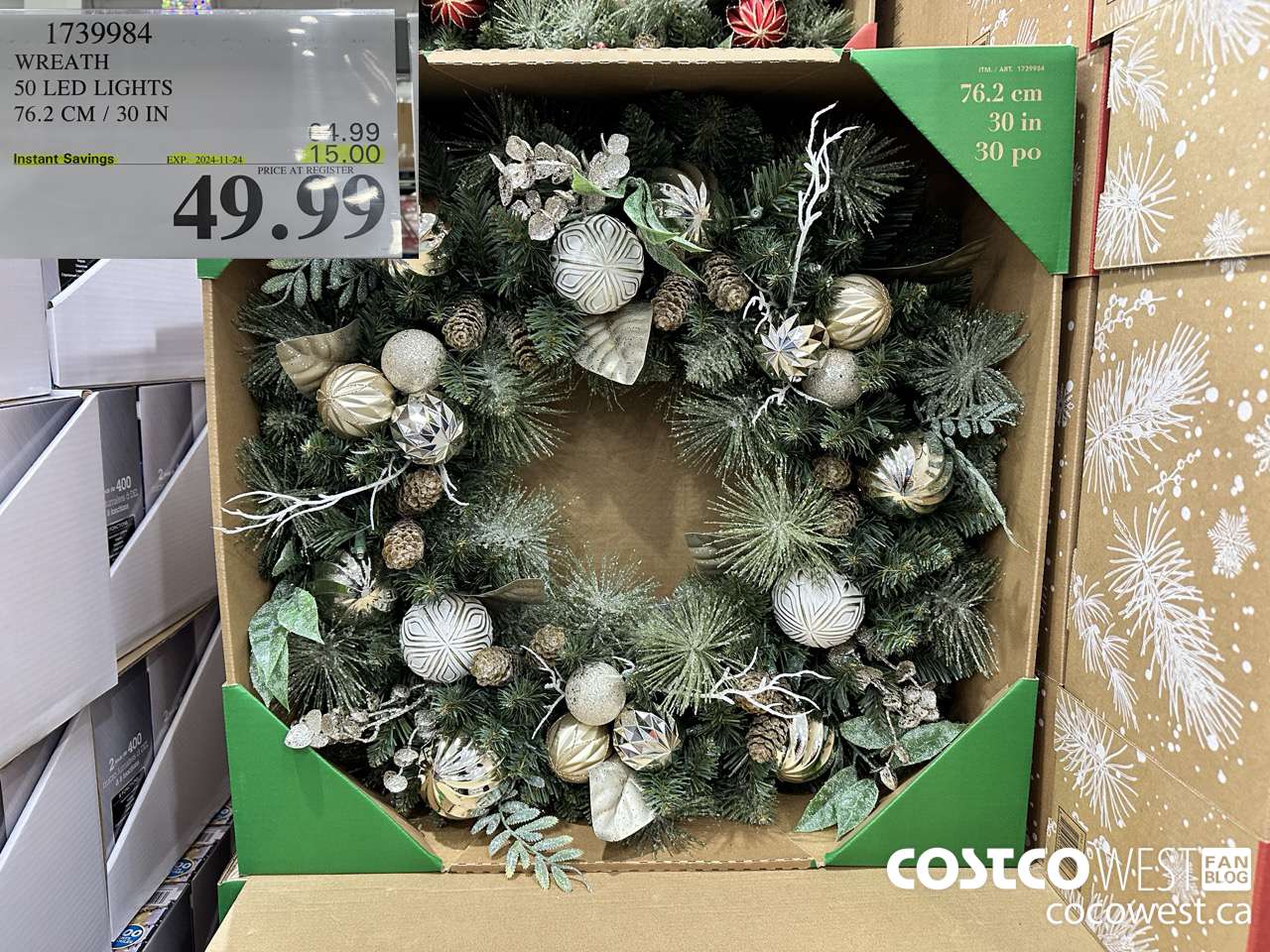 1739984 WREATH 50 LED LIGHTS 76.2CM/30IN ($15.00 INSTANT SAVINGS EXPIRES ON 2024-11-24) $49.99