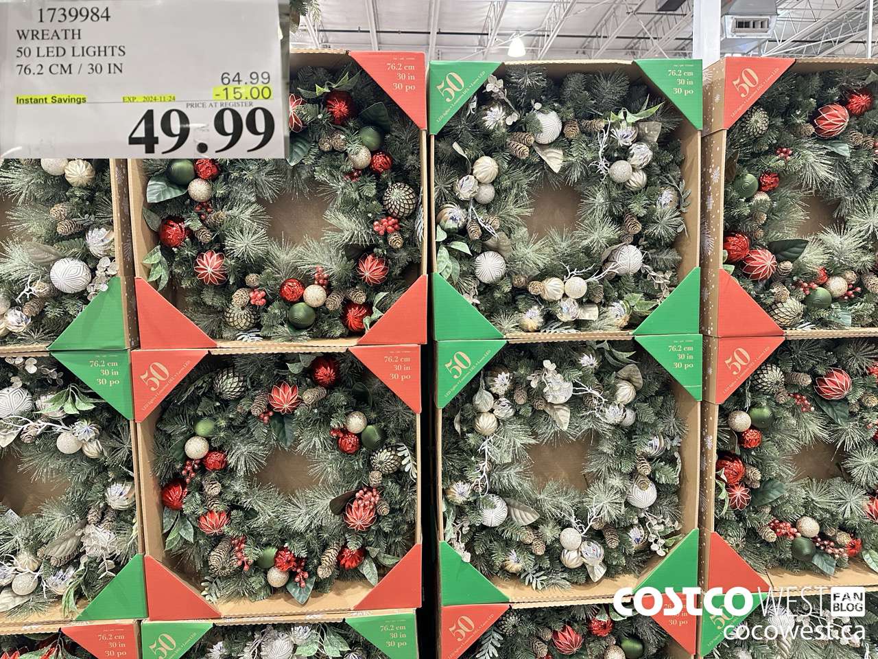 1739984 WREATH 50 LED LIGHTS 76.2CM/30IN ($15.00 INSTANT SAVINGS EXPIRES ON 2024-11-24) $49.99