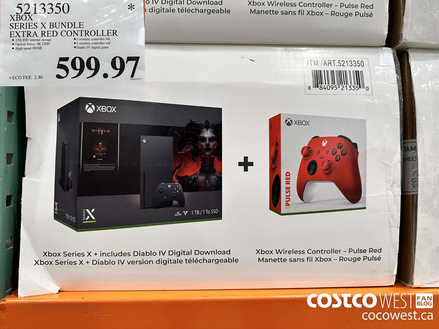 5213350 XBOX SERIES X CONSOLE EXTRA RED CONTROLLER $599.97