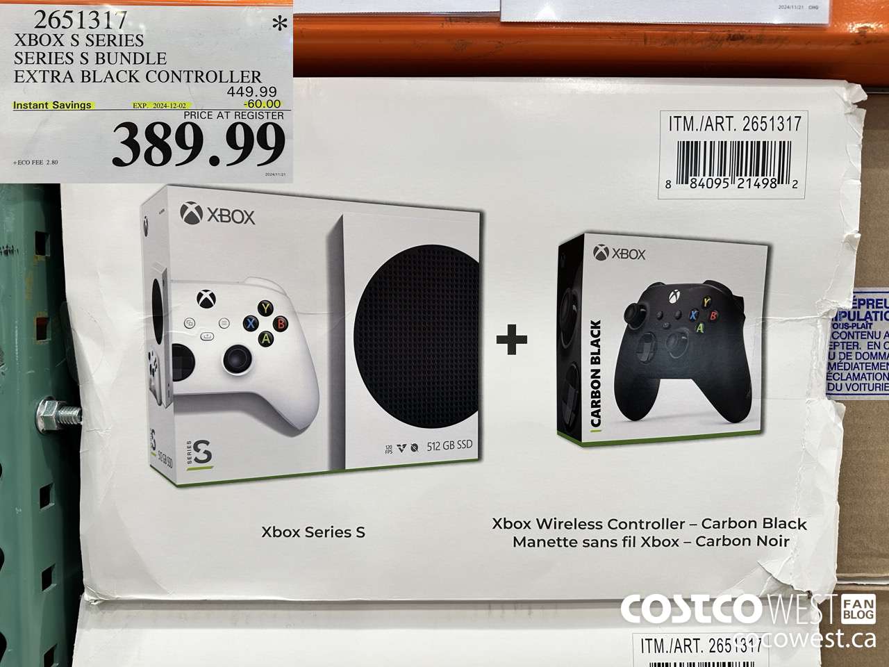 2651317 XBOX S SERIES SERIES S BUNDLE EXTRA BLACK CONTROLLER ($60.00 INSTANT SAVINGS EXPIRES ON 2024-12-02) $389.99
