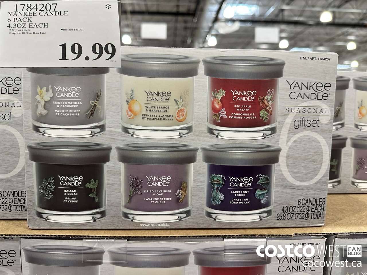 1784207 YANKEE CANDLE 6 PACK 4.3OZ EACH $19.99
