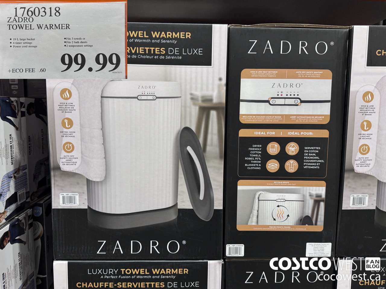 1760318 ZADRO TOWEL WARMER $99.99