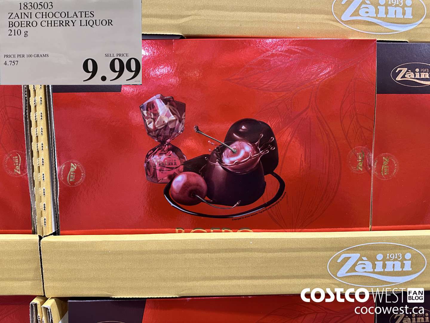 1830503 ZAINI CHOCOLATES BOERO CHERRY LIQUOR 210G $9.99