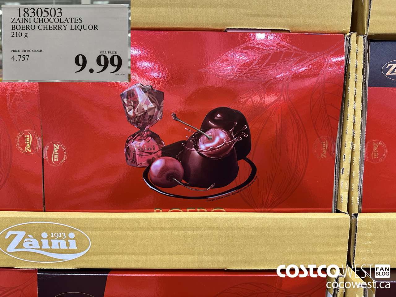 1830503 ZAINI CHOCOLATES BOERO CHERRY LIQUOR 210G $9.99