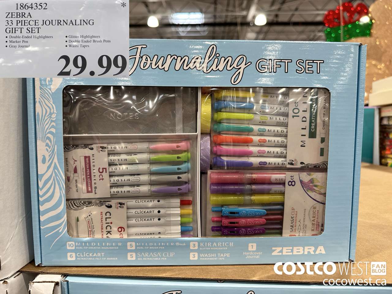 1864352 ZEBRA 33 PIECE JOURNALING GIFT SET $29.99