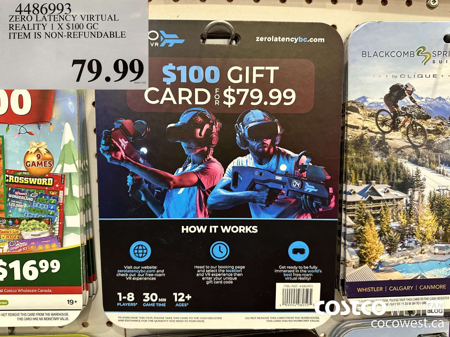 4486993 ZERO LATENCY VIRTUAL REALITY 1 X $100 GC ITEM IS NON-REFUNDABLE  $79.99