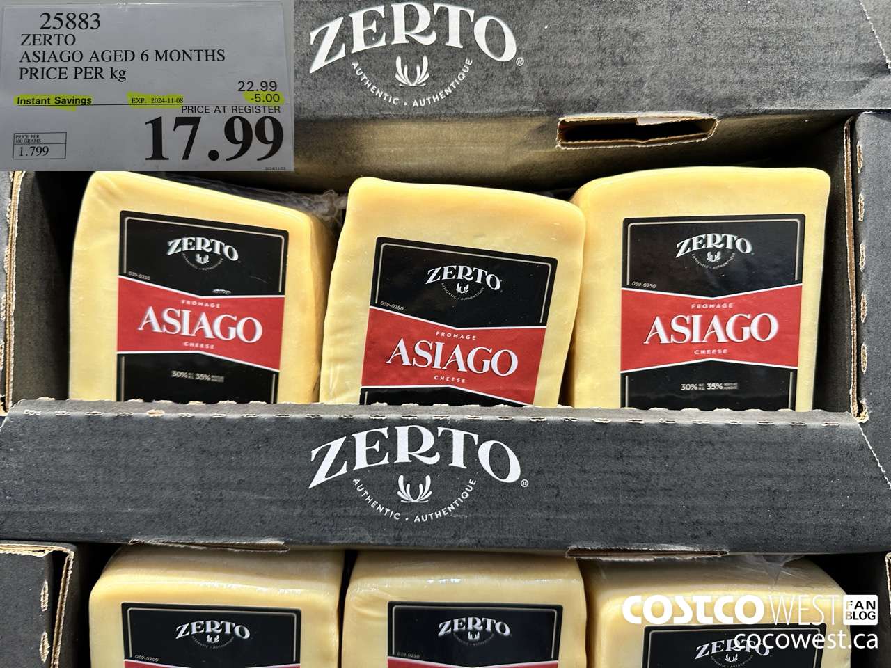 25883 ZERTO ASIAGO AGED 6 MONTHS PRICE PER KG ($5.00 INSTANT SAVINGS EXPIRES ON 2024-11-08) $17.99
