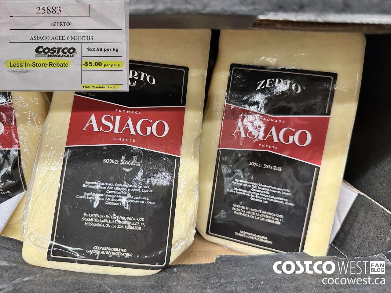 25883 ZERTO ASIAGO AGED 6 MONTHS PRICE PER KG ($5.00 INSTANT SAVINGS EXPIRES ON 2024-11-08)