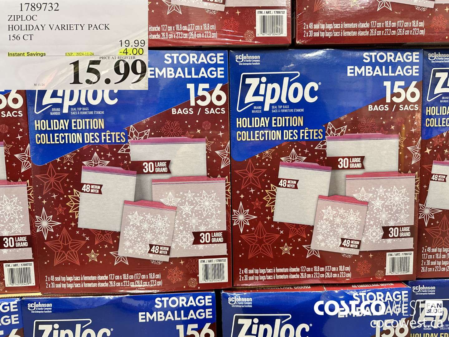 1789732 ZIPOC HOLIDAY VARIETY PACK 156CT ($4.00 INSTANT SAVINGS EXPIRES ON 2024-11-24) $15.99