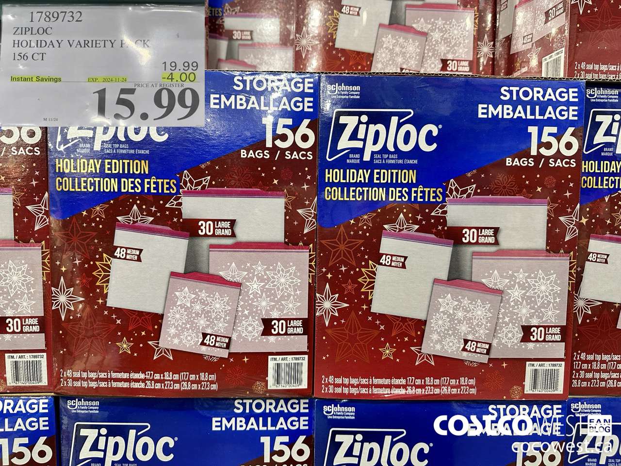 1789732 ZIPOC HOLIDAY VARIETY PACK 156CT ($4.00 INSTANT SAVINGS EXPIRES ON 2024-11-24) $15.99