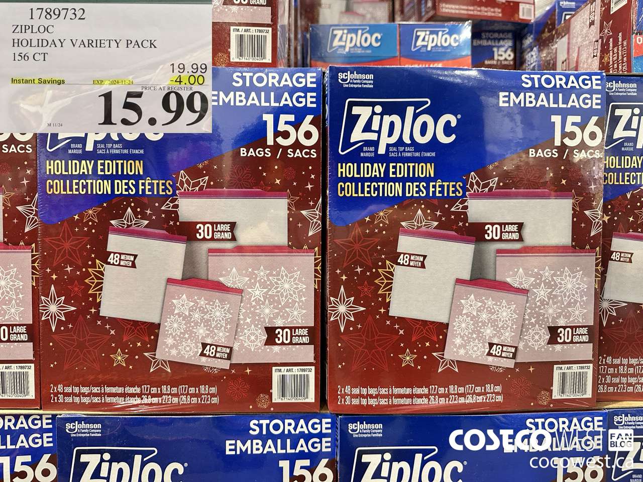 1789732 ZIPOC HOLIDAY VARIETY PACK 156CT ($4.00 INSTANT SAVINGS EXPIRES ON 2024-11-24) $15.99