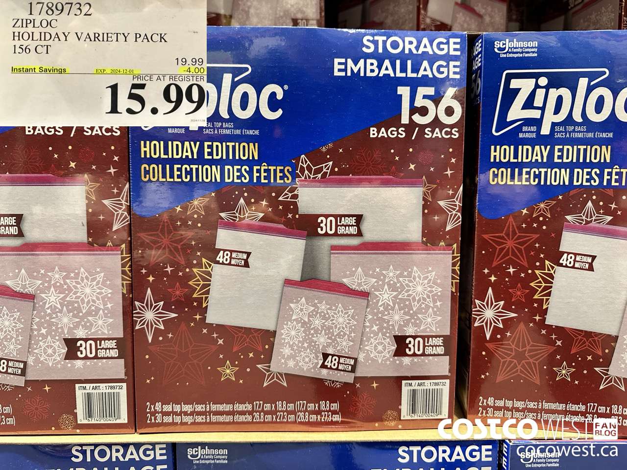 1789732 ZIPOC HOLIDAY VARIETY PACK 156CT ($4.00 INSTANT SAVINGS EXPIRES ON 2024-12-01) $15.99