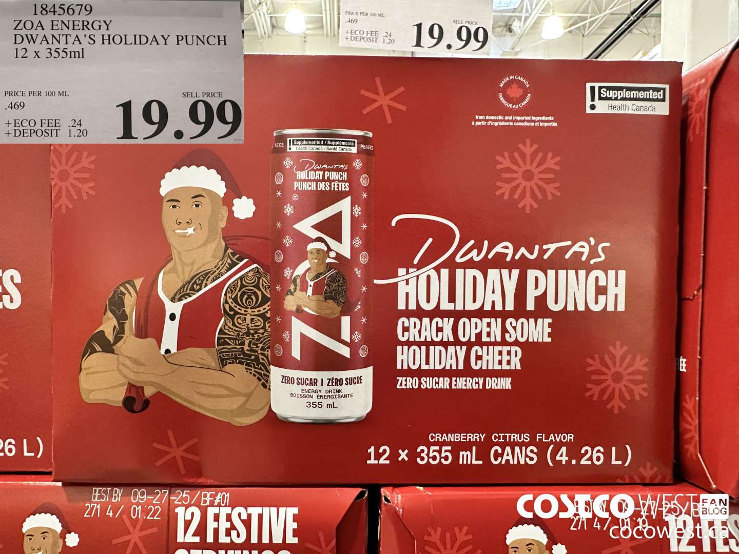 1845679 ZOA ENERGY DWANTA'S HOLIDAY PUNCH 12 X 355ML $19.99