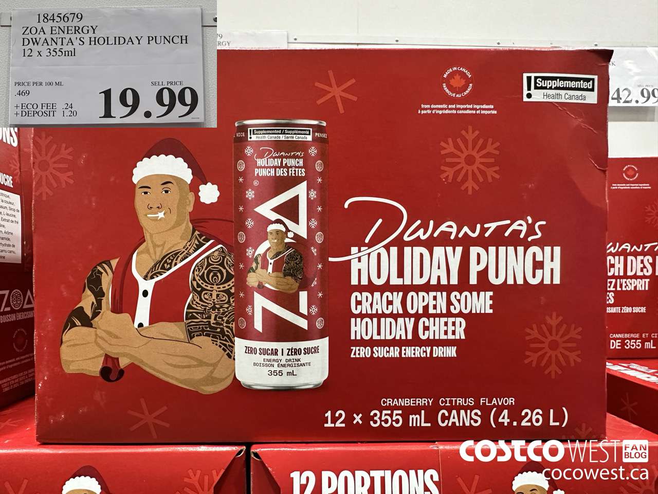1845679 ZOA ENERGY DWANTA'S HOLIDAY PUNCH 12 X 355ML $19.99