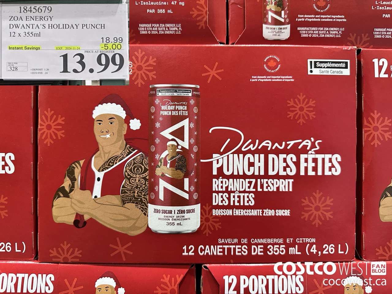1845679 ZOA ENERGY DWANTA'S HOLIDAY PUNCH 12 X 355ML ($5.00 INSTANT SAVINGS EXPIRES ON 2024-11-24) $13.99