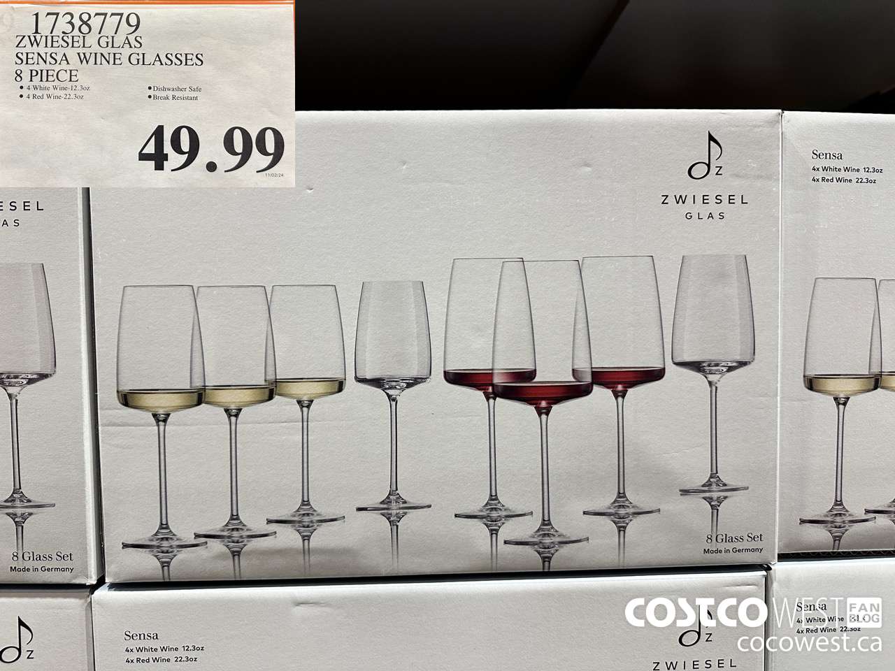 1738779 ZWIESEL GLAS SENSA WINE GLASSES 8 PIECE $49.99