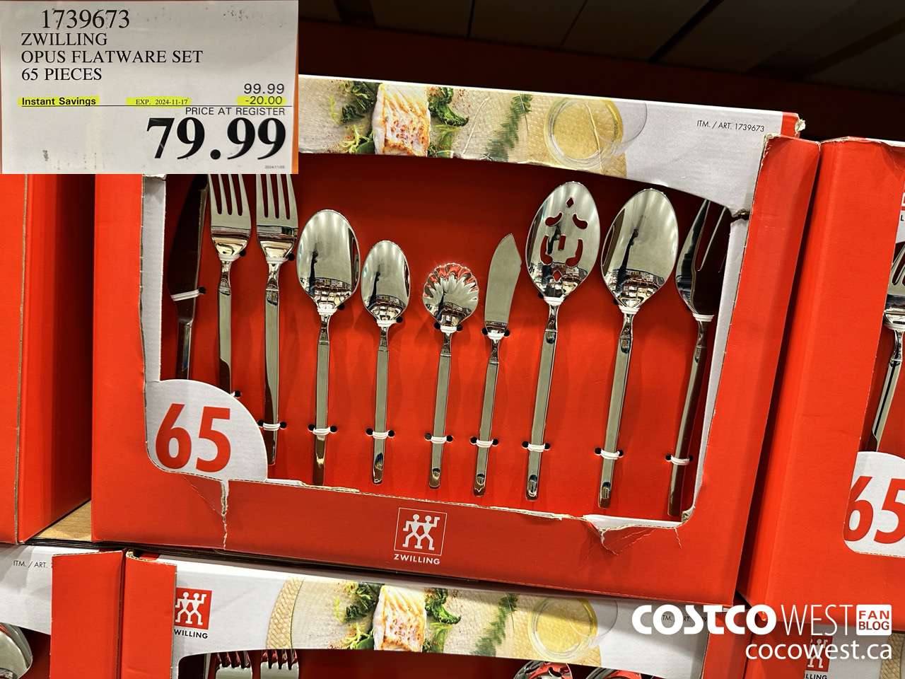 1739673 ZWILLING OPUS FLATWARE SET 65 PIECES ($20.00 INSTANT SAVINGS EXPIRES ON 2024-11-17) $79.99