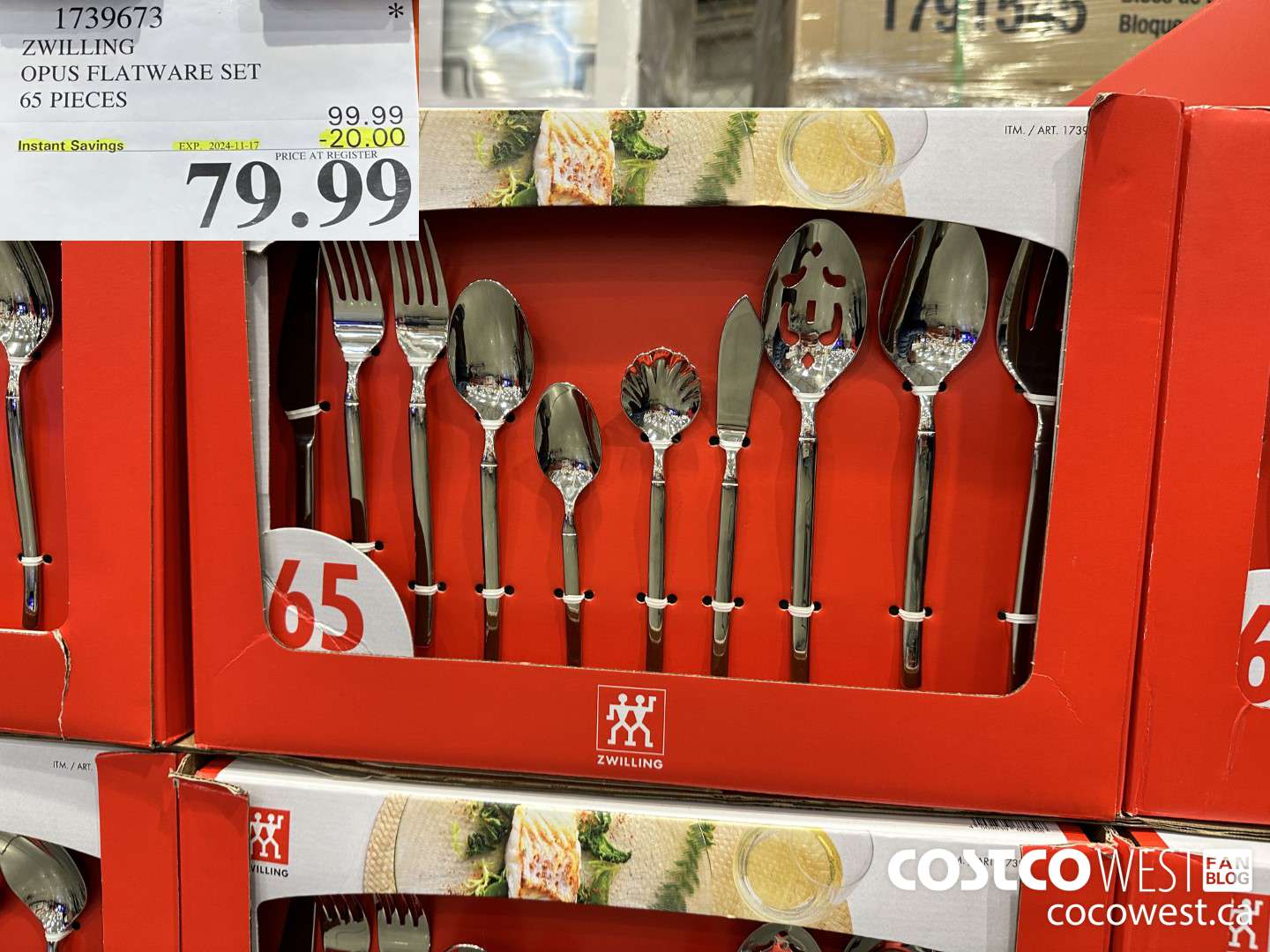 1739673 ZWILLING OPUS FLATWARE SET 65 PIECES ($20.00 INSTANT SAVINGS EXPIRES ON 2024-11-17) $79.99
