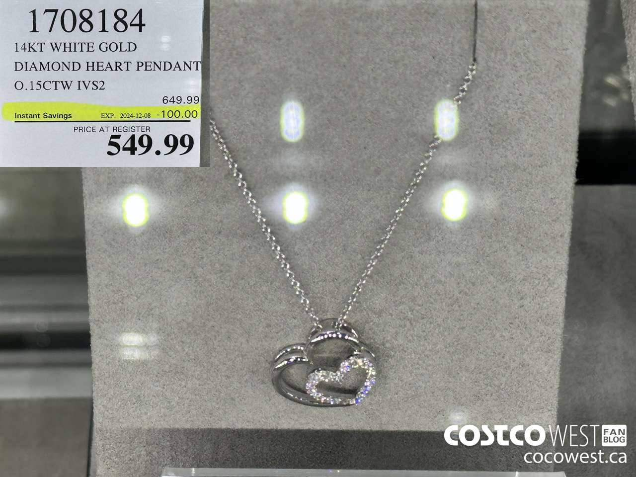 1708184 14KT WHITE GOLD DIAMOND HEART PENDANT 1.15CTW IVS2 ($100.00 INSTANT SAVINGS EXPIRES ON 2024-12-08) $549.99