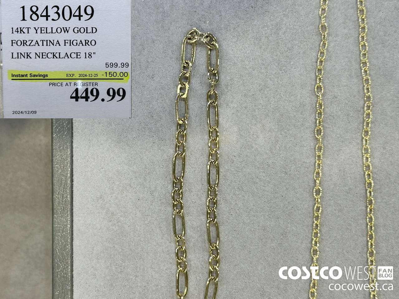 1843049 14KT YELLOW GOLD FORZATINA FIGARO LINK NECKLACE 18