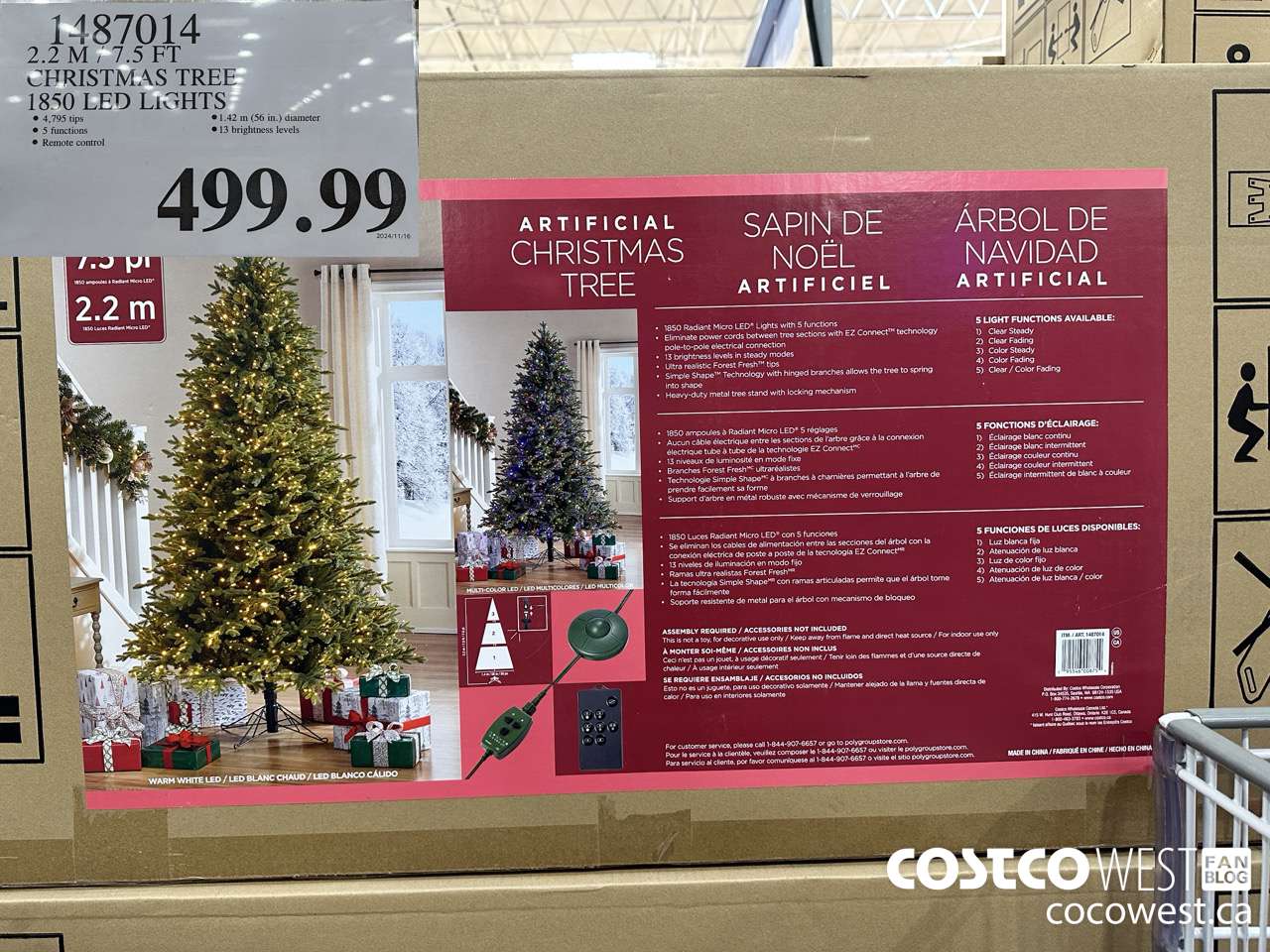 1487014 2.2M / 7.5FT CHRISTMAS TREE 1850 LED LIGHTS $499.99