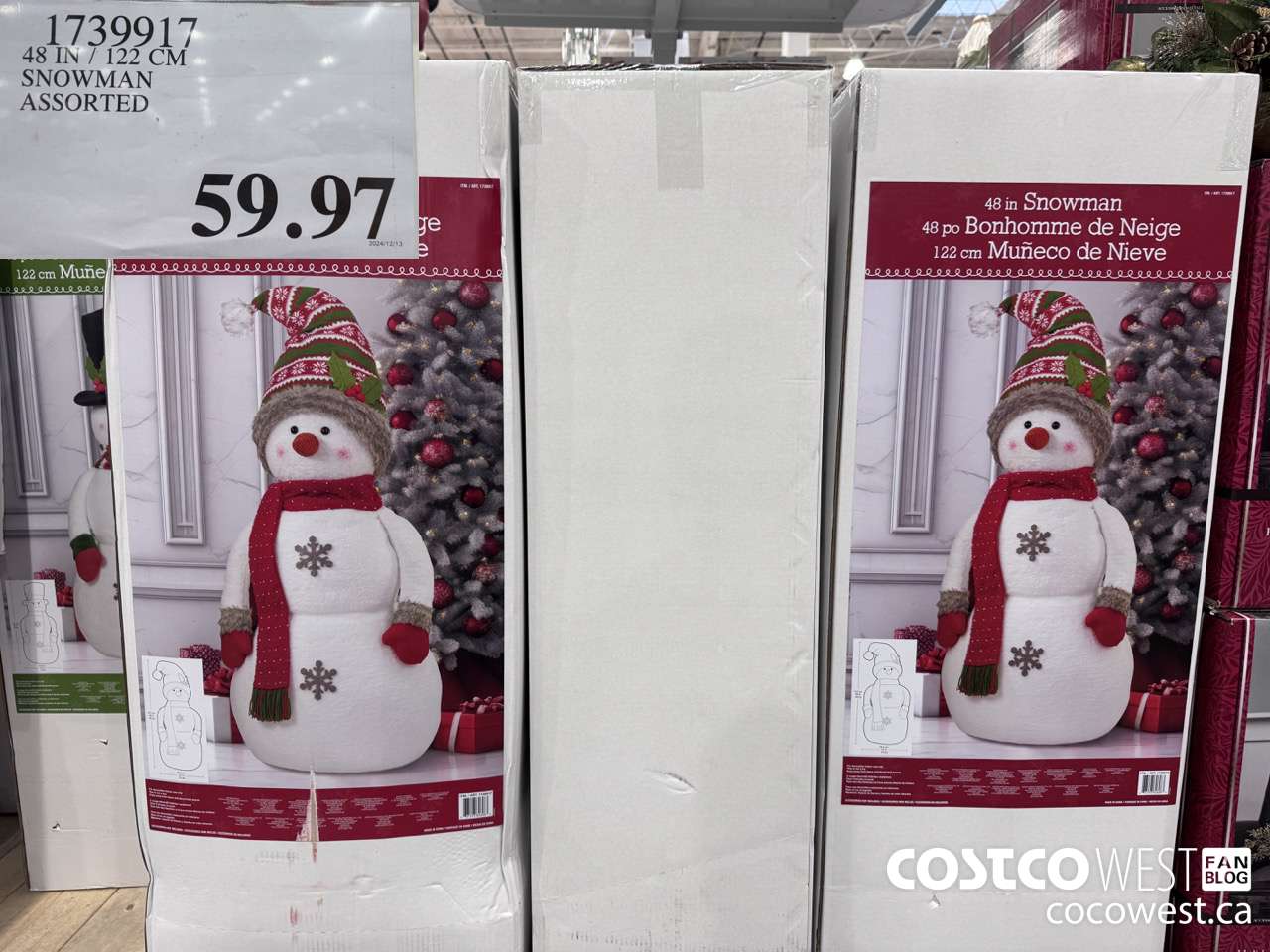 1739917 48 IN / 122 CM SNOWMAN INDOOR ONLY $59.97