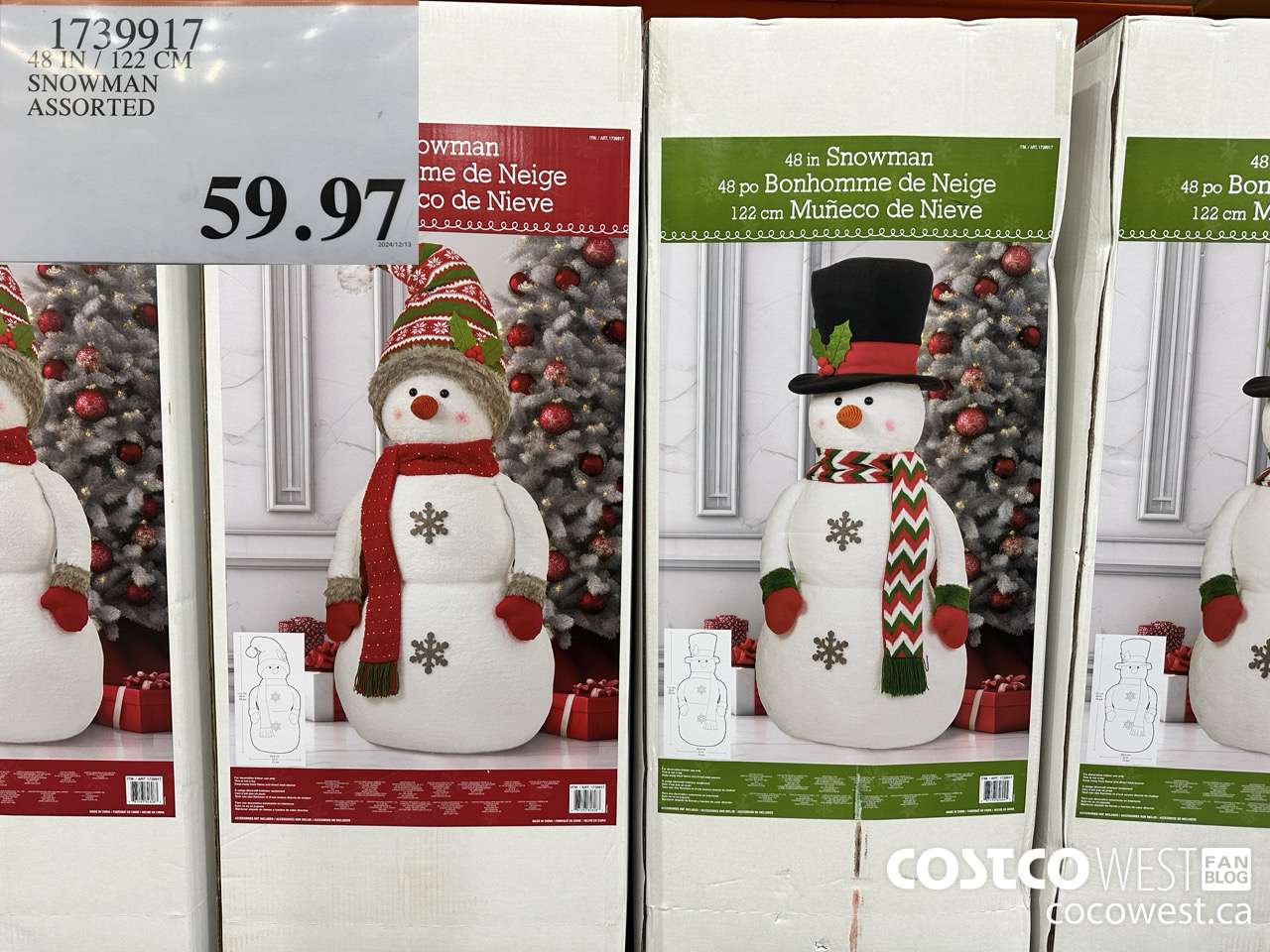 1739917 48 IN / 122 CM SNOWMAN INDOOR ONLY $59.97