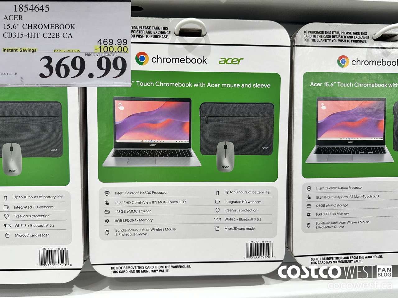 1854645 ACER 15.6 IN CHROMEBOOK CB315-4HT-C22B-CA ($100.00 INSTANT SAVINGS EXPIRES ON 2024-12-15) $369.99