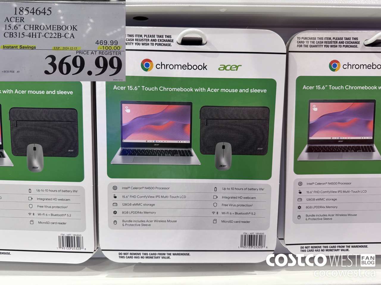 1854645 ACER 15.6 IN CHROMEBOOK CB315-4HT-C22B-CA ($100.00 INSTANT SAVINGS EXPIRES ON 2024-12-15) $369.99