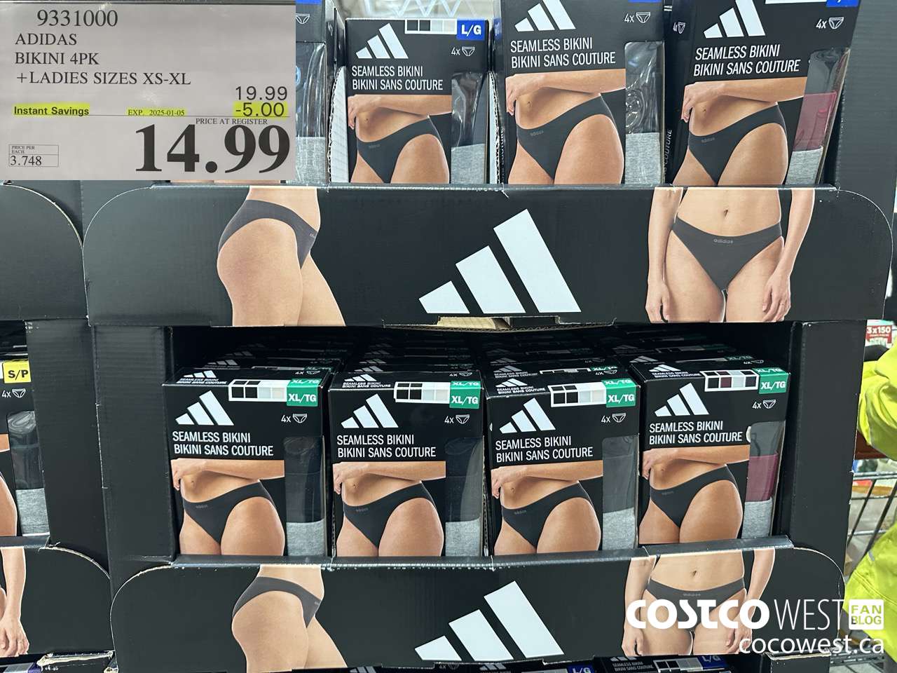 9331000 ADIDAS BIKINI 4PK LADIES SIZES XS-XL ($5.00 INSTANT SAVINGS EXPIRES ON 2025-01-05) $14.99