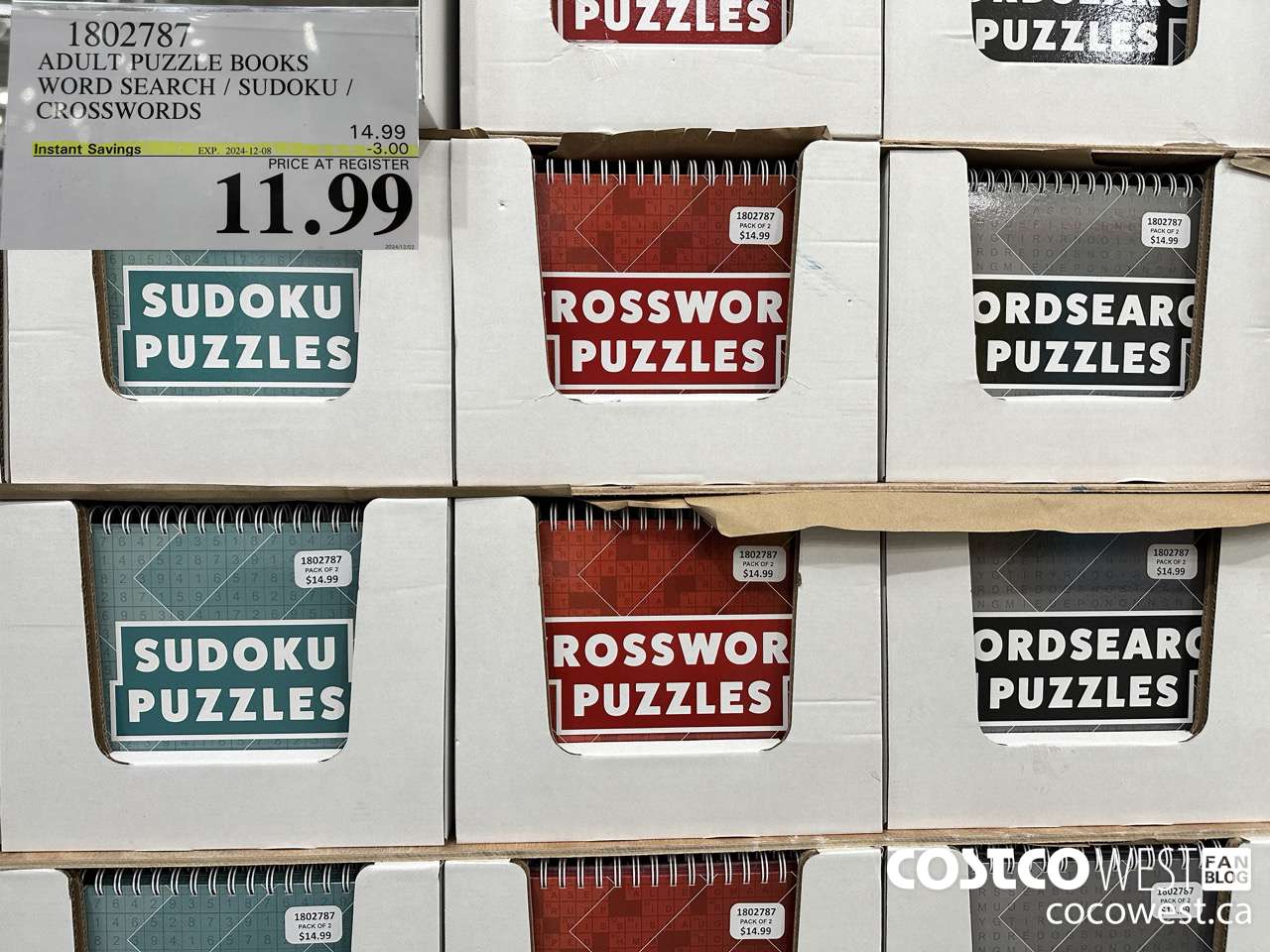 1802787 ADULT PUZZLE BOOKS WORD SEARCH / SUDOKU / CROSSWORD ($3.00 INSTANT SAVINGS EXPIRES ON 2024-12-08) $11.99