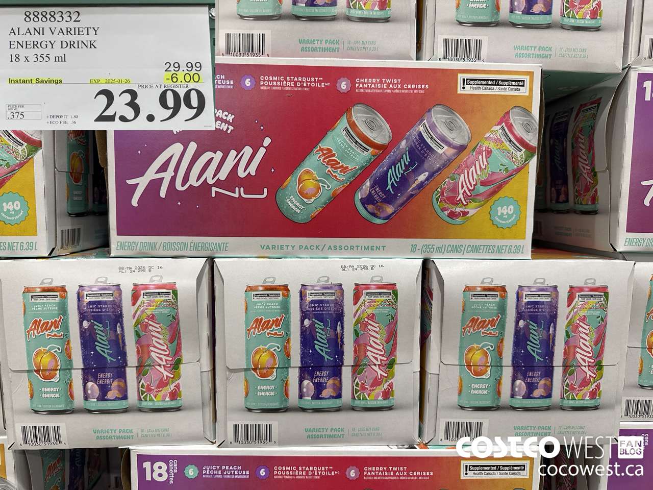 8888332 ALANI VARIETY ENERGY DRINK 1 X 244ML ($6.00 INSTANT SAVINGS EXPIRES ON 2025-01-26) $23.99