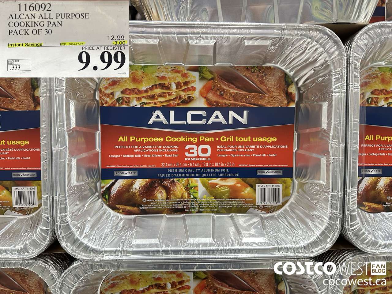 116092 ALCAN ALL PURPOSE COOKING PAN pack of 30 ($3.00 INSTANT SAVINGS EXPIRES ON 2024-12-22) $9.99