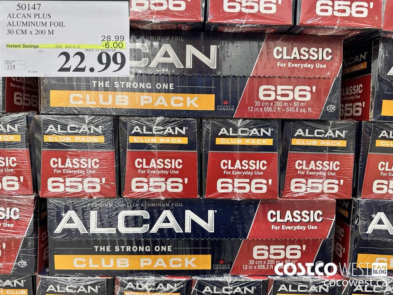 50147 ALCAN PLUS ALUMINUM FOIL 30 cm x 200 m ($6.00 INSTANT SAVINGS EXPIRES ON 2024-12-15) $22.99