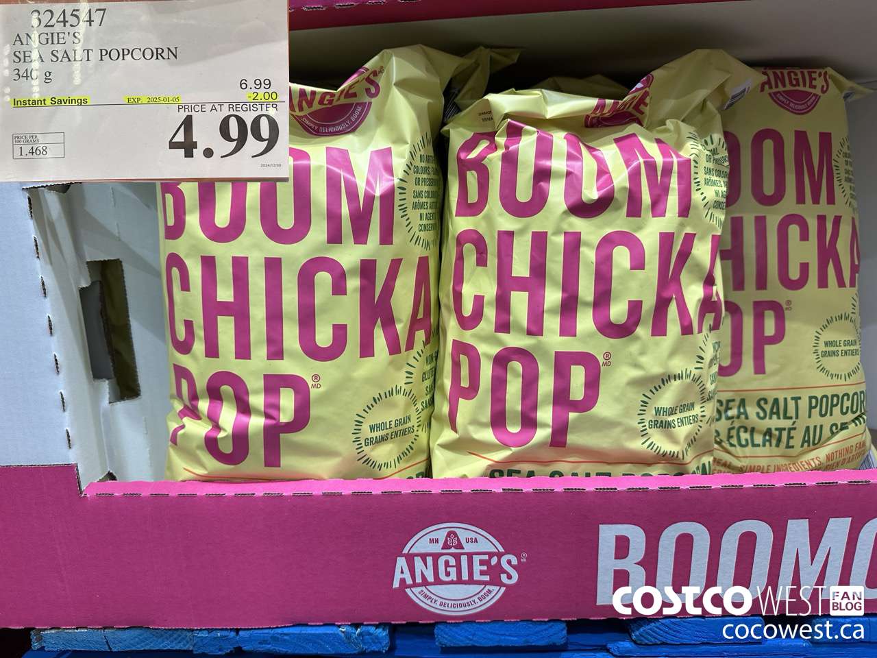 324547 ANGIE'S SEA SALT POPCORN 340 G ($2.00 INSTANT SAVINGS EXPIRES ON 2025-01-05) $4.99