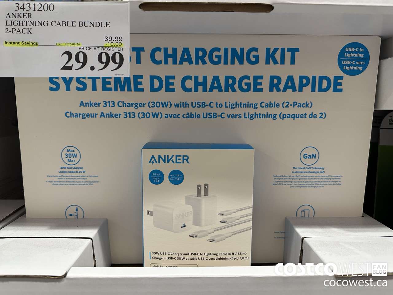 3431200 ANKER LIGHTNING CABLE BUNDLE 2-PACK ($10.00 INSTANT SAVINGS EXPIRES ON 2025-01-26) $29.99